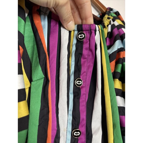 Caroline Constas Womens XS Striped Bella Dress Rainbow Striped Tiered Ruffle - Picture 5 of 10